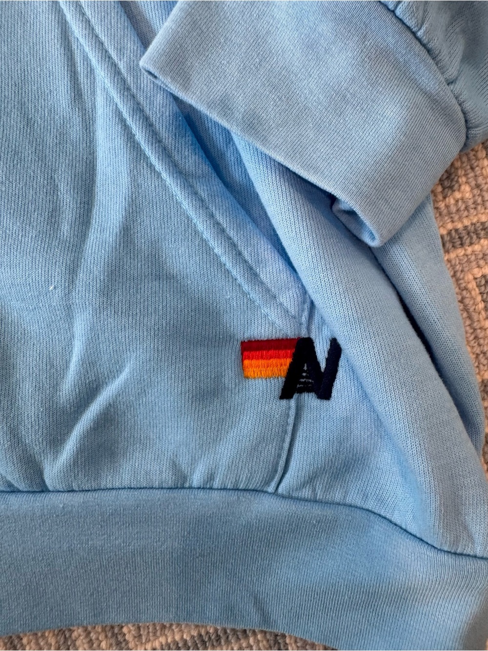 Like new Aviator Nation Light Blue Zip Hoodie with Multi-Stripe Detail - Picture 2 of 9